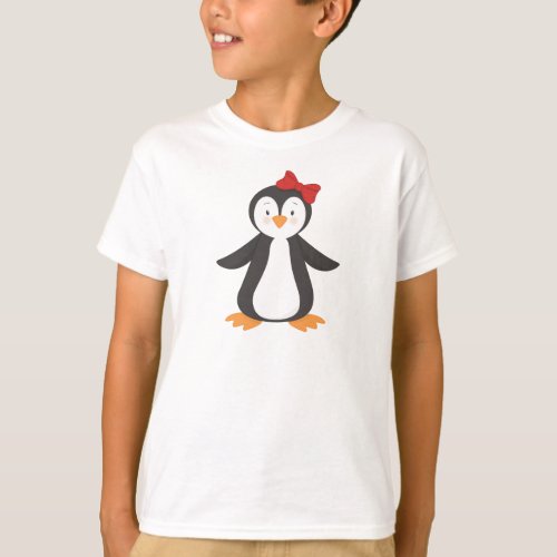 Cute Penguin Little Penguin Penguin With Bow T_Shirt