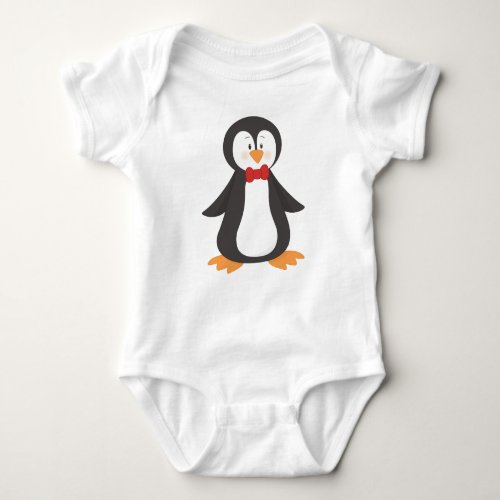 Cute Penguin Little Penguin Penguin With Bow Tie Baby Bodysuit