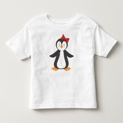 Cute Penguin Little Penguin Penguin With Bow Toddler T_shirt