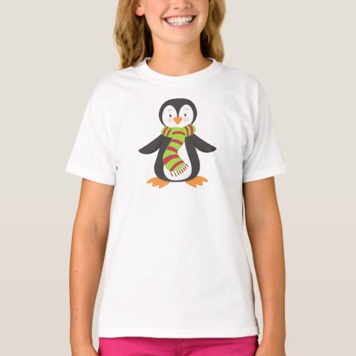 Cute Penguin Little Penguin Penguin With Scarf T_Shirt