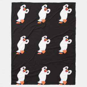 Cute Penguin Love Black Fleece Blanket
