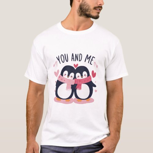 Cute Penguin Love Couple Valentines Day T_Shirt