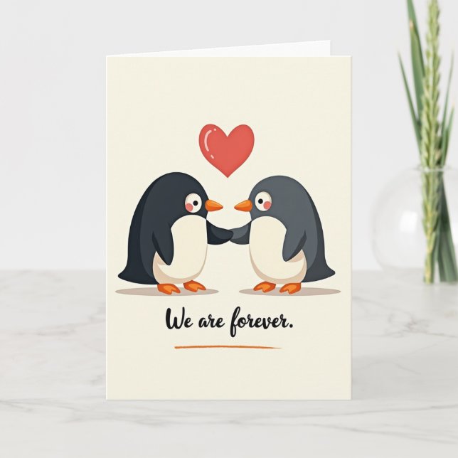 Cute Penguin Love Forever Card (Front)