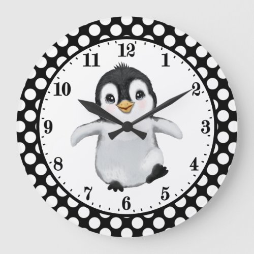 cute penguin lover animal Large Clock 