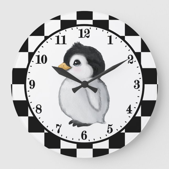 cute penguin lover animal large clock (Front)