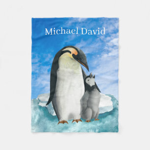 cute penguin lovers add text unisex baby fleece blanket