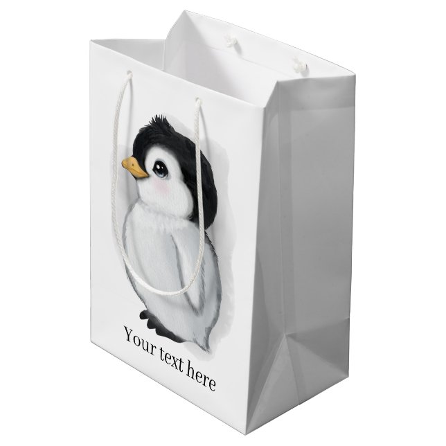 cute penguin lovers party medium gift bag (Back Angled)