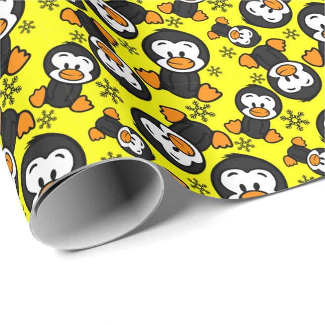 cute penguin lovers tiled  wrapping paper (Roll Corner)