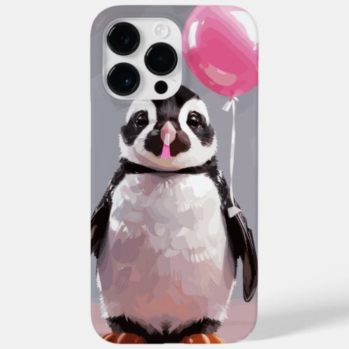 Cute penguin making balloons with pink chewing gum Case_Mate iPhone 14 pro max case