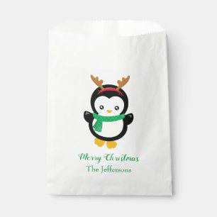Cute Penguin Merry Christmas Favor Bag