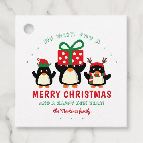 Cute Penguin Merry Christmas Favor Tags