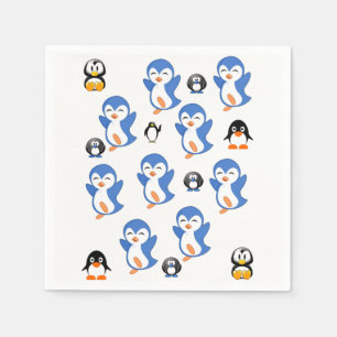 Cute Penguin Merry Christmas Paper Napkins