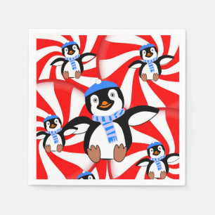 Cute Penguin Merry Christmas Paper Napkins