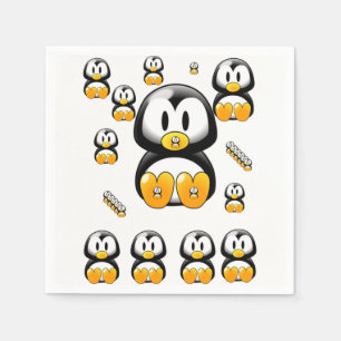 Cute Penguin Merry Christmas Paper Napkins