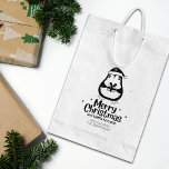Cute Penguin Merry Christmas Rubber Stamp<br><div class="desc">This "Merry Christmas" rubber stamp features a penguin,  a message and a custom family name.</div>