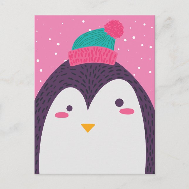 Cute Penguin Message From Child Holiday Postcard (Front)