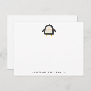 Cute Penguin Minimalist Personalized Stationery Note Card