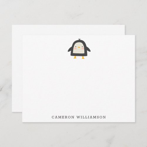 Cute Penguin Minimalist Personalized Stationery    Note Card