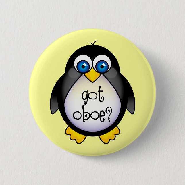 Cute Penguin Music Got Oboe Button (Front)