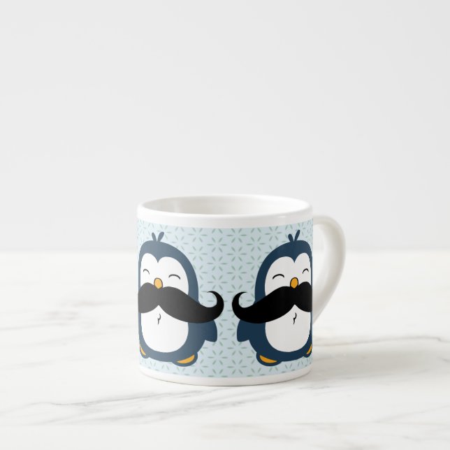 Cute Penguin Mustache Trend  Espresso Cup (Front Right)