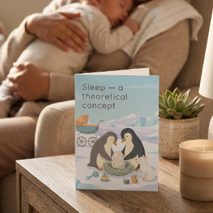 Cute Penguin New Baby   Dry Humor New Baby Card