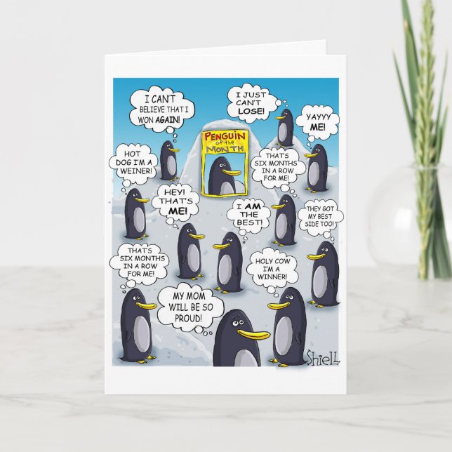 Cute Penguin of the Month Happy Birthday. Card (Front)
