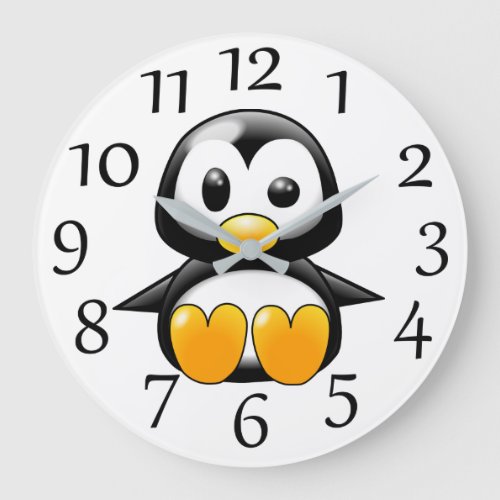 Cute Penguin on White Wall Clock
