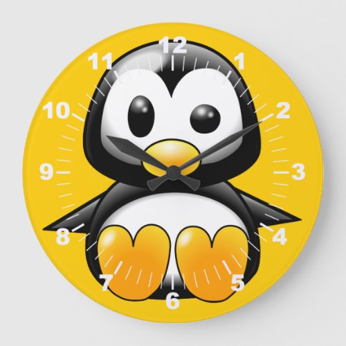 Cute Penguin on Yellow Wall Clock
