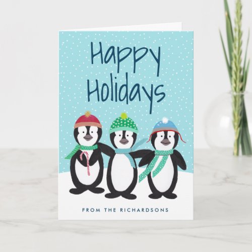 Cute Penguin Pals Holiday Greeting Card