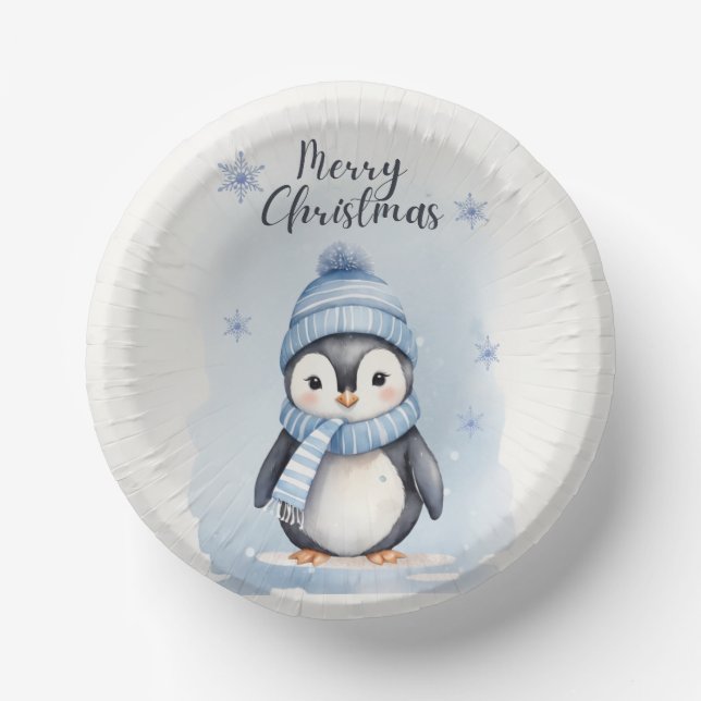 "Cute Penguin" Paper Bowls (Front)