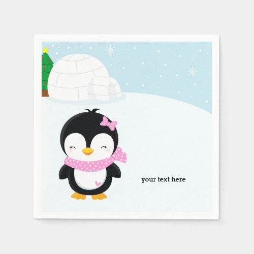 Cute penguin paper napkins