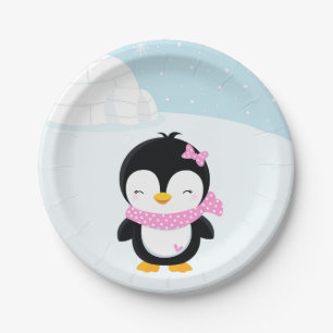 Cute penguin paper plates