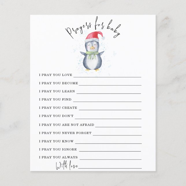 Cute Penguin - Party game | prayers for baby (Front)