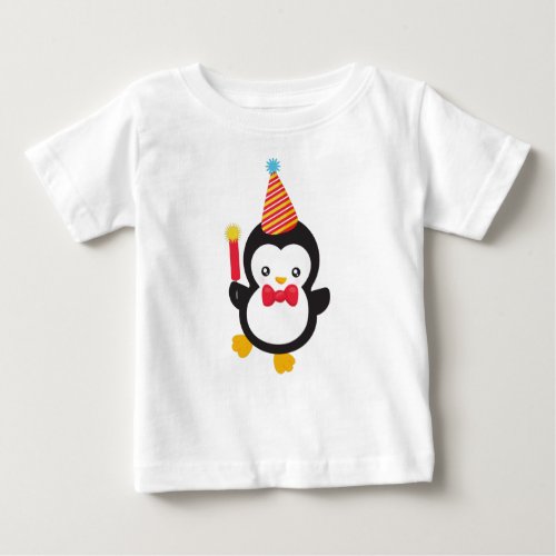 Cute Penguin Party Hat Firecracker Bow Tie Baby T_Shirt