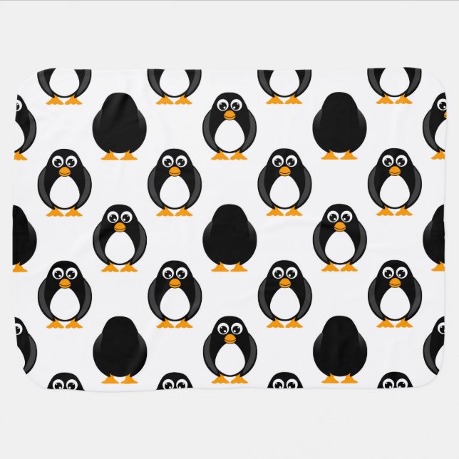 Cute Penguin Pattern Baby Blanket (Horizontal)