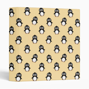 Cute penguin pattern - golden yellow 3 ring binder