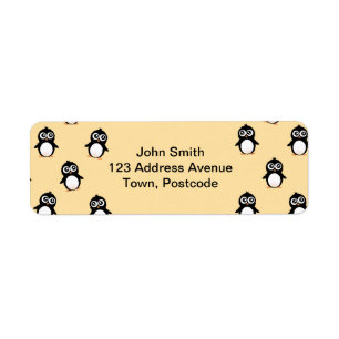 Cute penguin pattern - golden yellow label