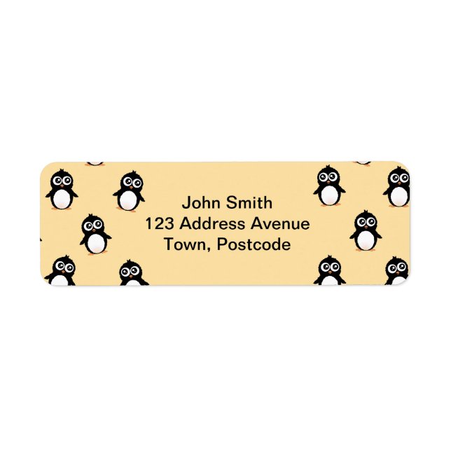 Cute penguin pattern - golden yellow label (Front)