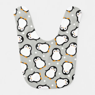 Cute penguin pattern grey pattern baby bib