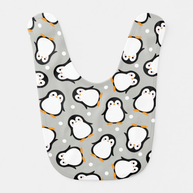 Cute penguin pattern grey pattern baby bib (Front)