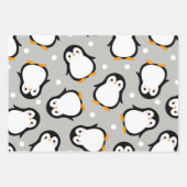 Cute penguin pattern grey pattern wrapping paper sheets (Front 3)