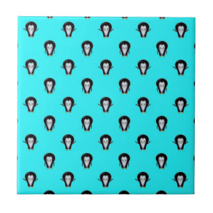 Cute Penguin Pattern over Minty Teal Blue Tile