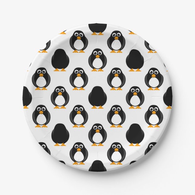 Cute Penguin Pattern Paper Plates (Front)