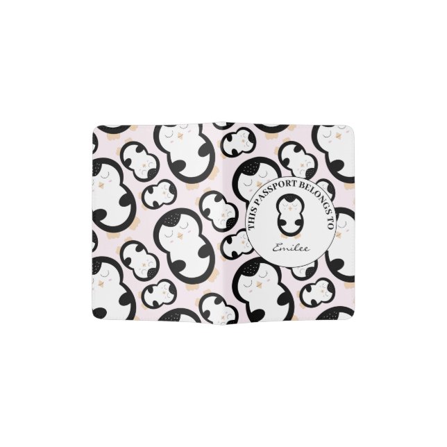 Cute Penguin Pattern Passport Holder (Opened)