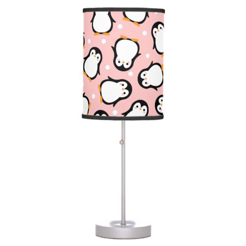 Cute penguin pattern pink pattern table lamp