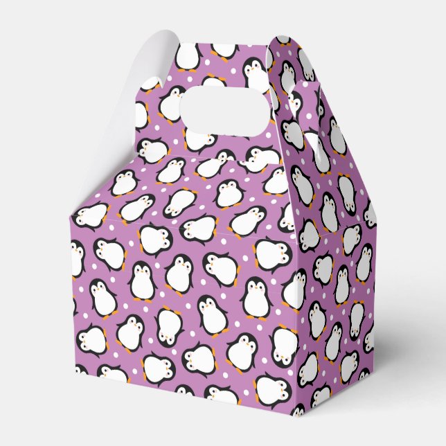 Cute penguin pattern Purple pattern Favor Boxes (Front Side)