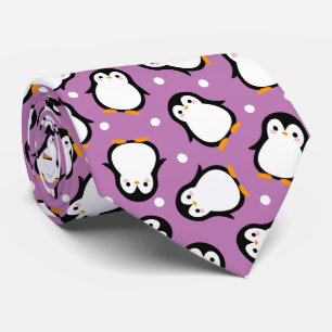 Cute penguin pattern Purple pattern Neck Tie