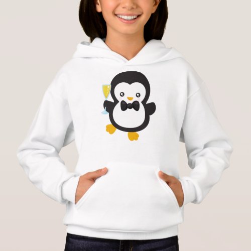 Cute Penguin Penguin With Champagne Party Hoodie