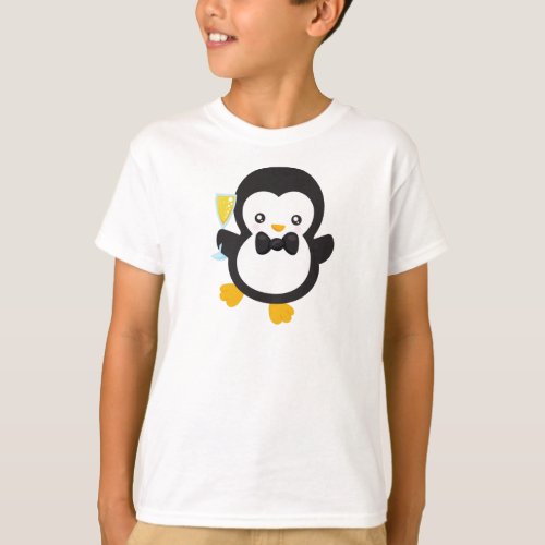 Cute Penguin Penguin With Champagne Party T_Shirt