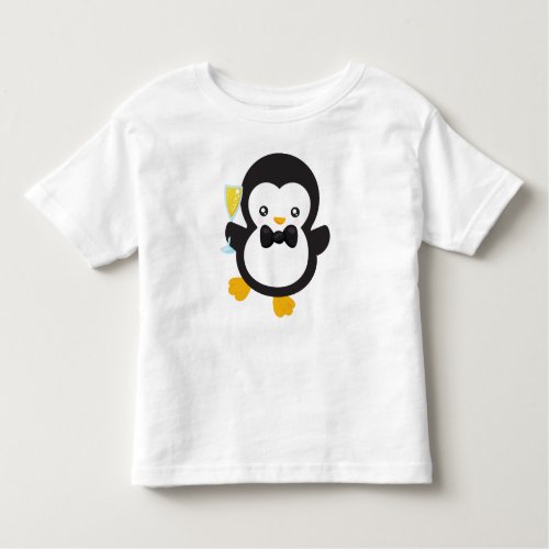 Cute Penguin Penguin With Champagne Party Toddler T_shirt